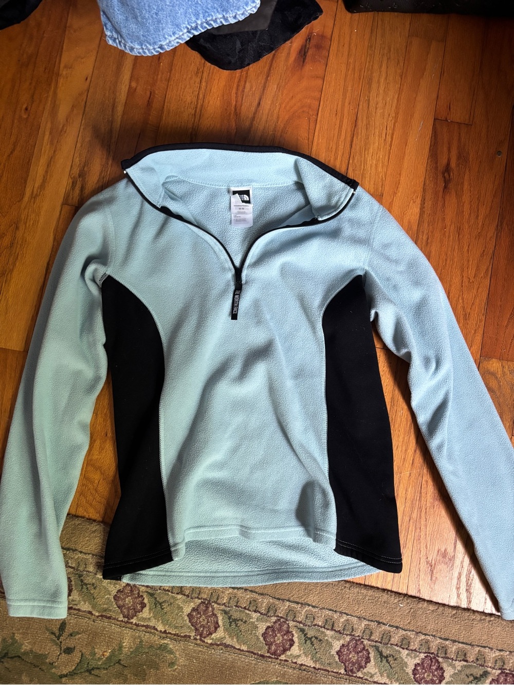 The North Face Women’s Light Blue and Black Fleece Half-Zip - Medium